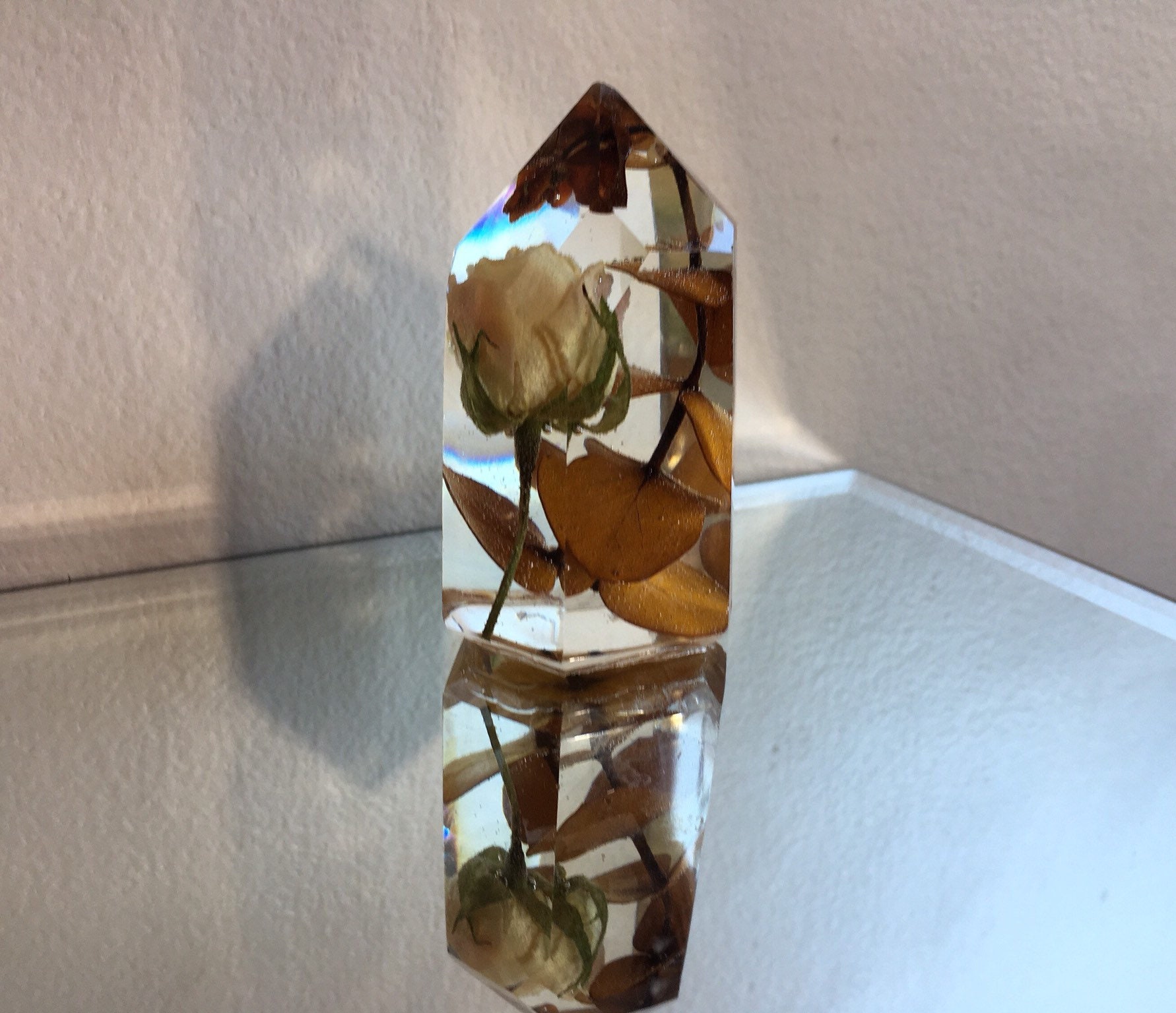 White Rose & Eucalyptus Crystal Tower