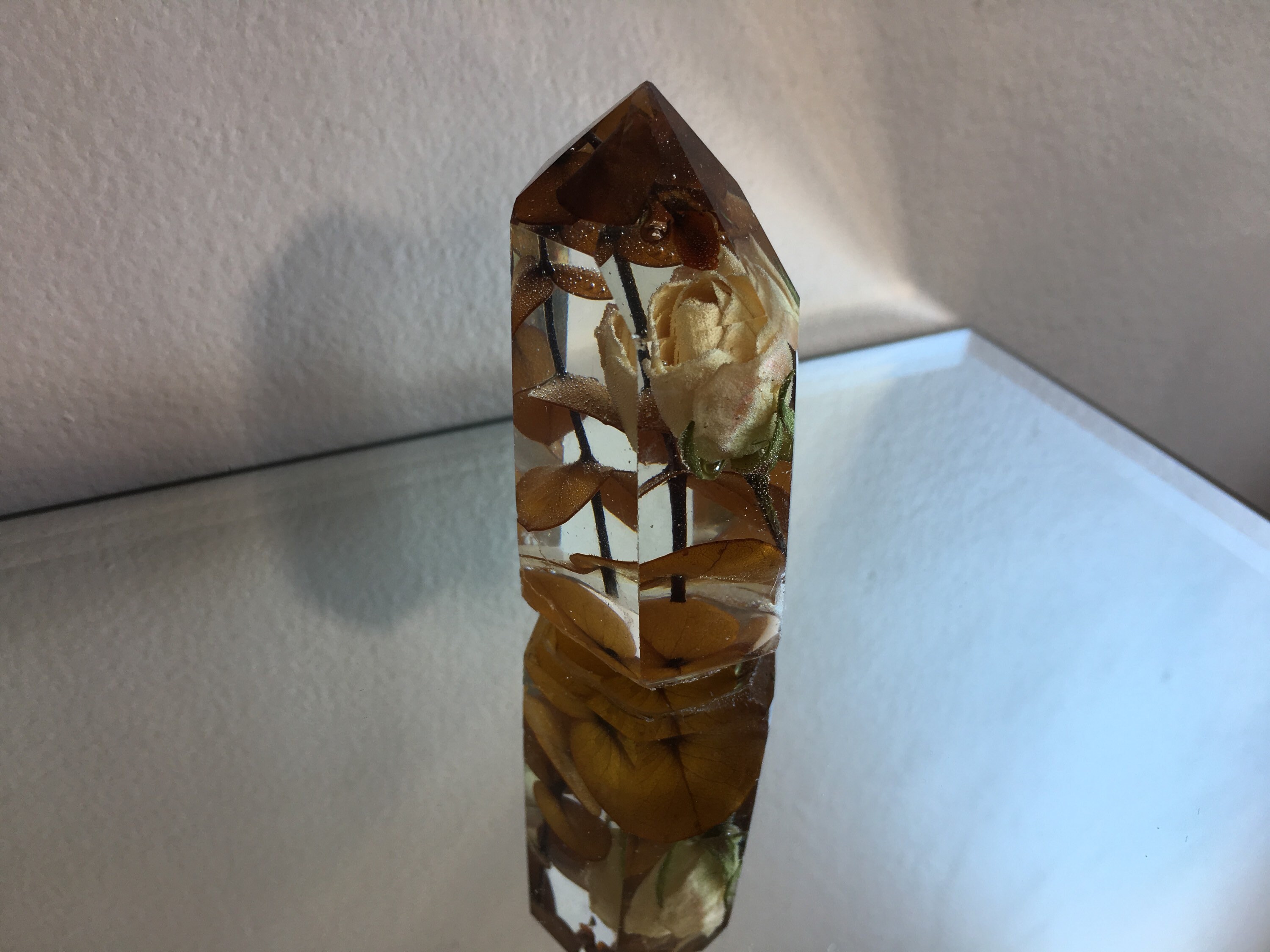 White Rose & Eucalyptus Crystal Tower