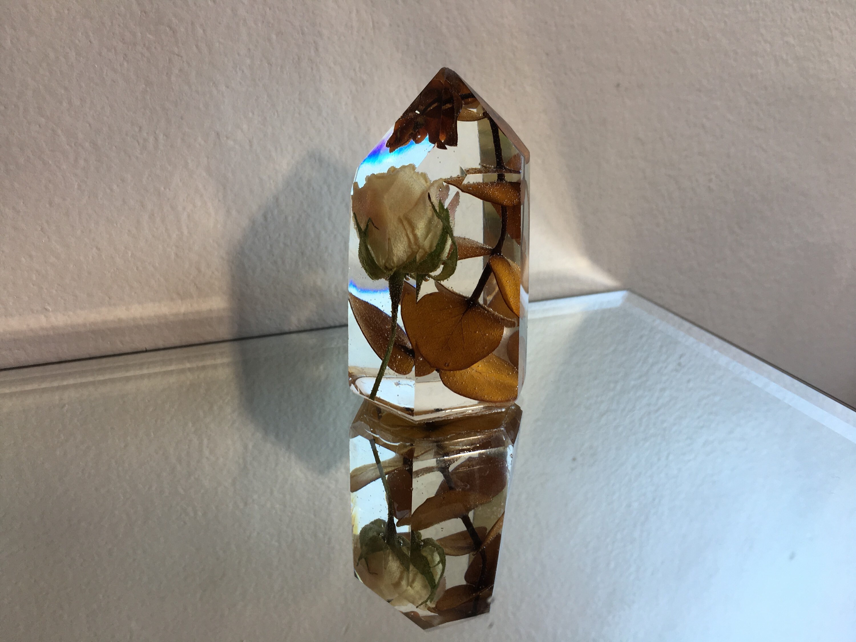 White Rose & Eucalyptus Crystal Tower