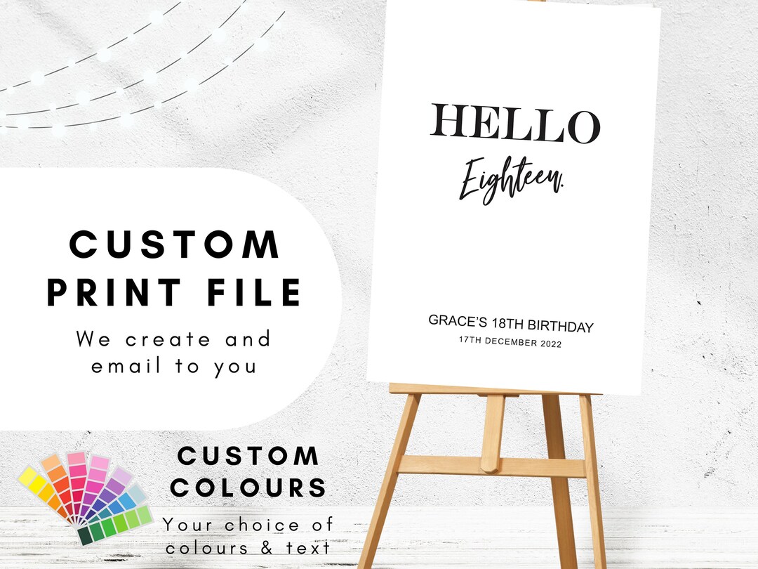 Custom Printable Hello 30's 18th 21st 30th Welcome Print Poster ...