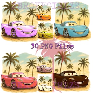 Race Car PNG Bundle, Summer Racing Design PNG, Cartoon Car Clipart, Boy Nursery Clip Art, Racecar clipart, Watercolor Cars, Vintage Cute Car