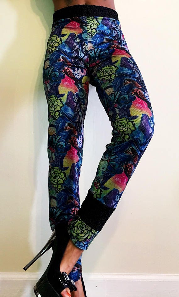 jean print leggings