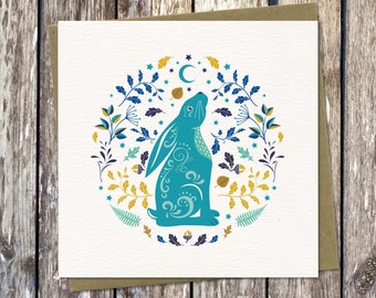 hand made for house or garden Celtic moon gazing hare