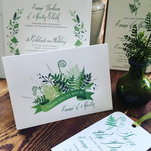 Gepersonaliseerde bruiloft bedankkaarten | 12 Card Pack | Woodland Fern Card ontwerp | Botanische Bruiloft