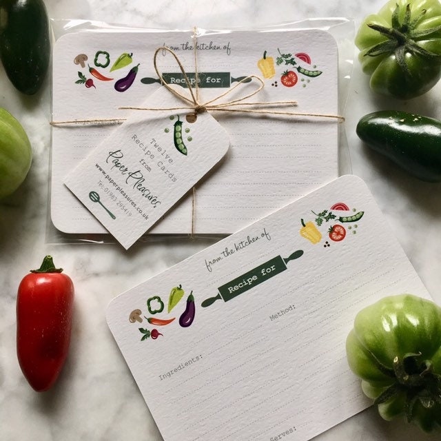 Personalized Recipe Cards Vegetable Design