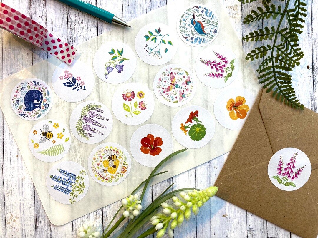 Spring Floral Sticker Sheet: Scandi Botanical Round Stickers - Etsy