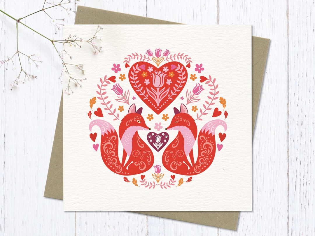Foxes Card | Cute Love Foxes Anniversary | Engagement | Wedding | I ...