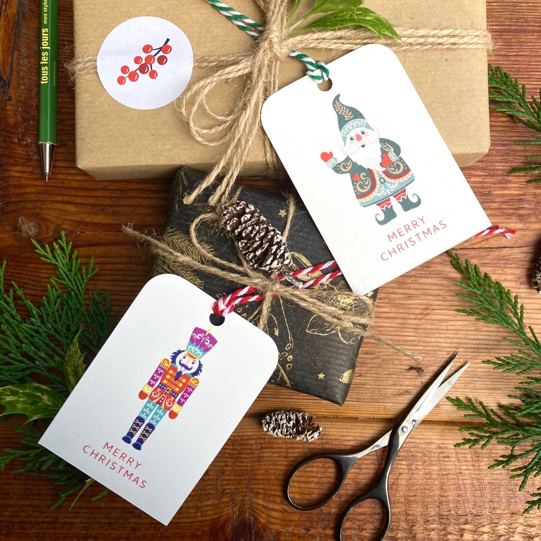 Christmas Gift Tags 4 Pack Nordic Santa and Nutcracker - Etsy UK