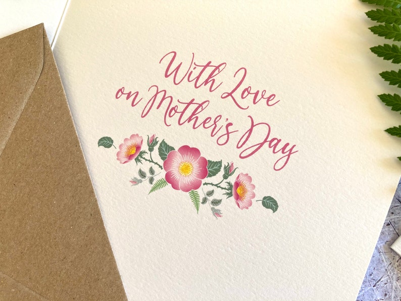 Card is printed inside with the wording 'With love on Mother's Day'