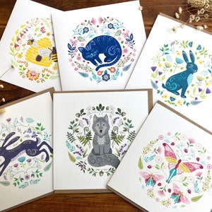 2 Karten für 7 Euro 'SAVE' |  2 Folk Art Greetings Cards - Mix & Match - Ihre Wahl von Designs - leer innen für jeden Anlass.