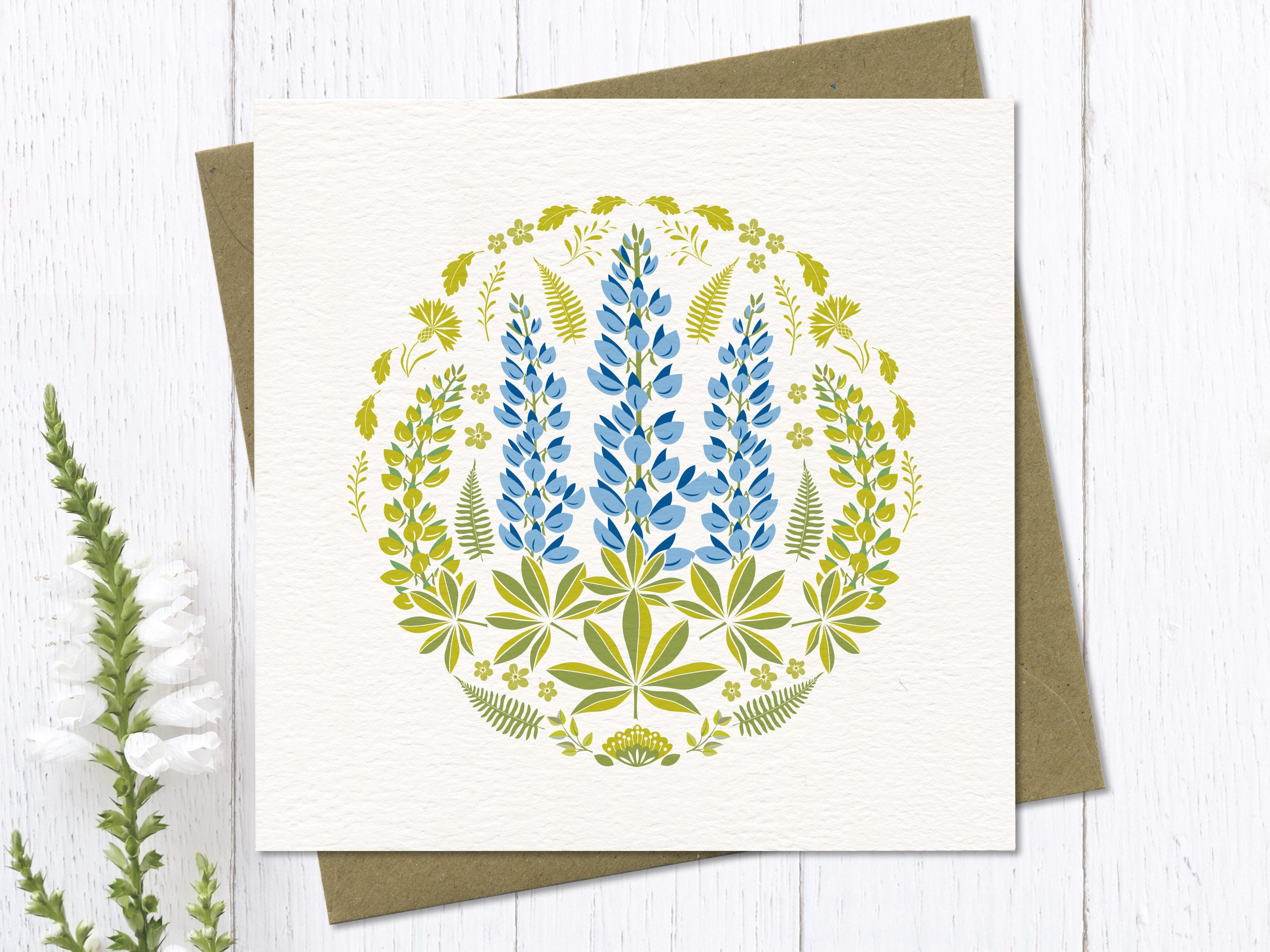 Set of 4 Floral Greeting Cards and Tags Botanical Folk Art Etsy