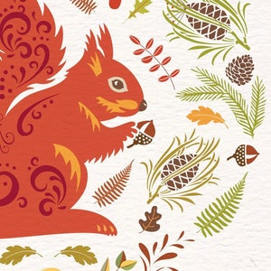 Close up of my Red Squirrel illustration.