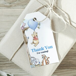 EDITABLE Winnie The Pooh Favor Tag, Boy Winnie Pooh Baby Shower, Winnie Pooh Thank You Label, Classic Pooh Baby Shower Thank You, #PBB