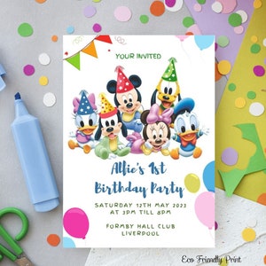 Editable Mickey Mouse Birthday Party Invitation Gender Neutral Mickey and Friends Invite Printable Template Instant Download