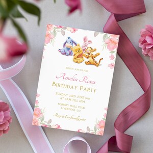 Winnie The Pooh Invitation, Winnie The Pooh Birthday Invitations, Classic Winnie The Pooh Invitations, Editable Template, FP