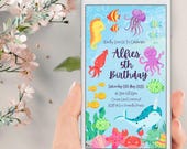 Under The Sea Electronic Birthday Invitation, Under The Sea Phone Party Evite, Instant Download, Text Message, Smartphone Invite