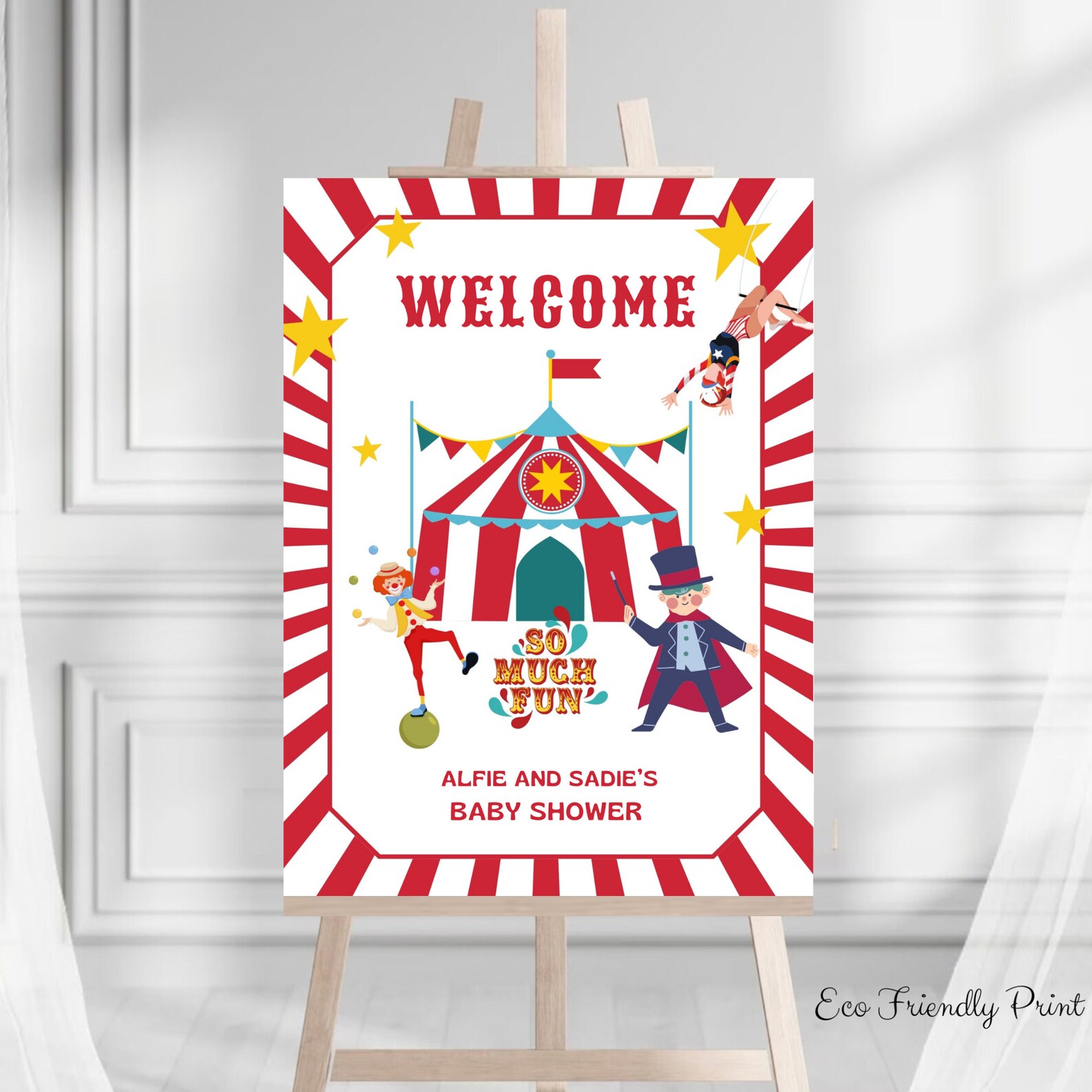Circus Baby Shower Welcome Sign Template | Carnival Baby Shower Poster ...