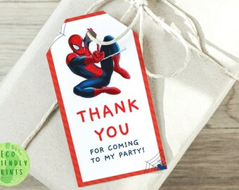 Spiderman Birthday Favor Tag Boy Superhero Party Decoration Thank You Tags Gift Tags Printable Editable Template