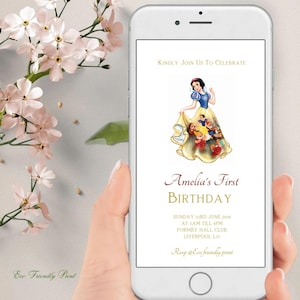 Snow White Birthday Evite: Electronic Phone Invitation (Instant Download)