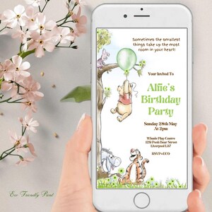 Winne the pooh Birthday invitation, Classic Winnie the Pooh Invitation, Winnie the Pooh First Birthday Invite, Vintage Winnie Pooh Birthday