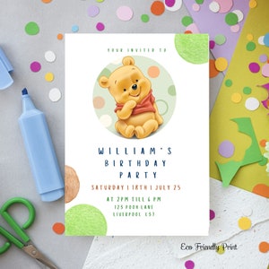 Winnie The Pooh Invitation, Winnie The Pooh Birthday Invitations, Classic Winnie The Pooh Invitations, Editable Template, SP