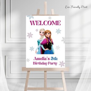 Editable Frozen Birthday Welcome Sign Girl Frozen Party Frozen Decor Elsa Frozen Welcome Template PRINTABLE Canva