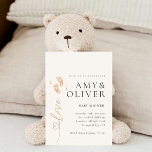 Editable Foot Print Baby Shower Invitation Gender Neutral Baby Foot Prints Invite Printable Template Instant Download MH
