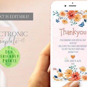 Biglietto di ringraziamento elettronico per matrimonio, biglietto di ringraziamento elettronico, biglietto di ringraziamento floreale, biglietto di ringraziamento per cellulare, #OF1