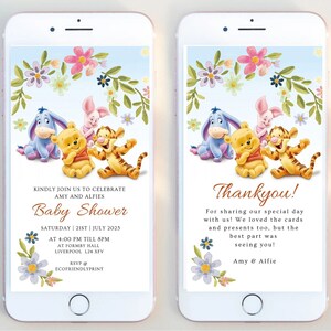 Editable Pooh Bear Baby Shower Invitation Boy or Girl Template to DOWNLOAD, Printable Invite ...