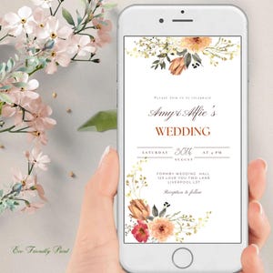 Boho Hochzeitseinladung Vorlage Beige Hochzeit e-invite Bearbeitbare Hochzeitseinladung Digitale Hochzeitseinladung Digital Download Canva PG1