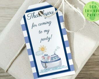 Sail Boat Baby Shower Favor Tag Boy Sail Boat Party Decoration Thank You Tags Gift Tags Printable Editable Template #NT1