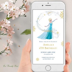 Frozen Electronic Birthday Invitation, Frozen Phone Party Evite, Instant Download, Text Message, Smartphone Invite