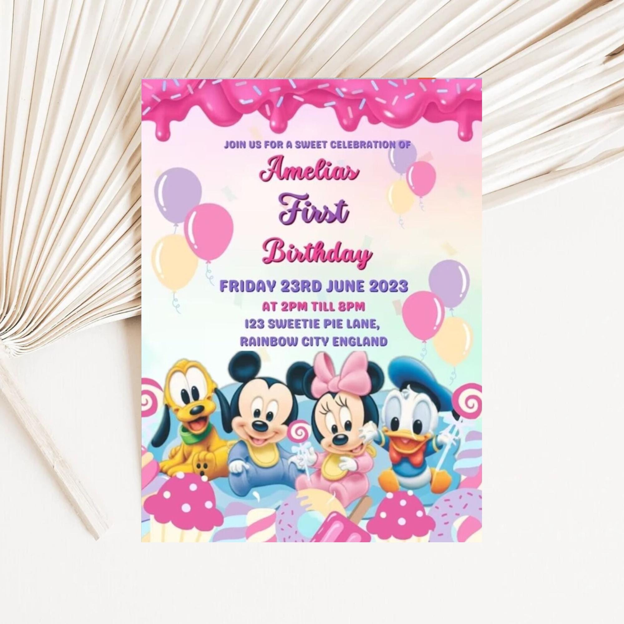 Mickey Mouse First Birthday Invitation: Editable Canva Template ...