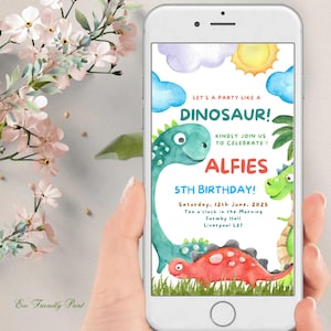 Editable Dinosaur Birthday Electronic Invitation, Wild One Birthday E-vite, 1st Birthday Digital Invite, Dinosaur First Birthday Evite