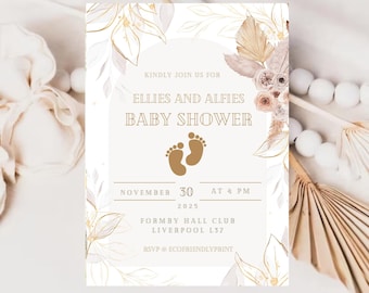 Rustic Baby Shower Invitation, Editable Template, Girl Shower Invite (Instant Download)