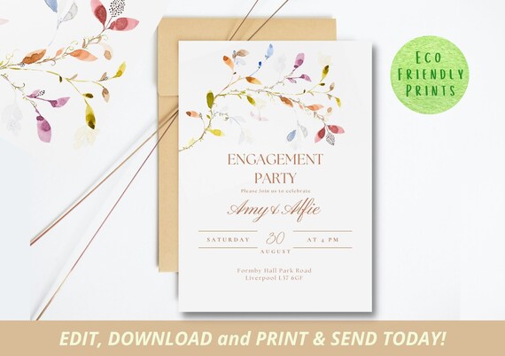 Engagement Party Printable Invitation Template Engagement - Etsy