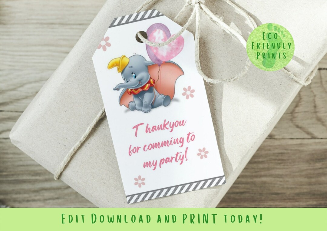 Editable Dumbo Favor Tags Dumbo Baby Shower Thank You Dumbo - Etsy