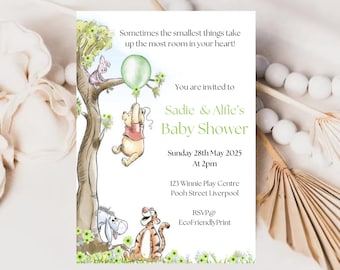 Winnie The Pooh Neutral Baby Shower Karte - Personalisierte Pooh Bear Baby Shower Karte - Einzigartige Mum To Be Karte - Eltern zu sein - Unisex Baby PGB
