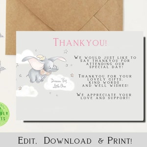 Editable Dumbo Favor Tags Dumbo Gift Tag Instant Download Dumbo Thank ...