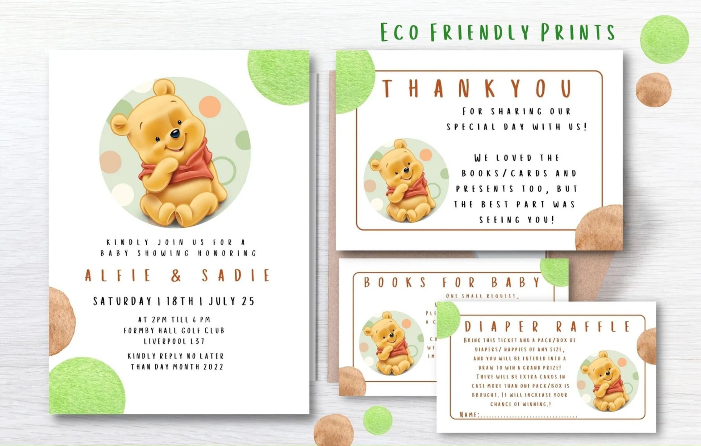 Winnie the Pooh Evite Invitation, Editable Baby Shower Invite, Digital