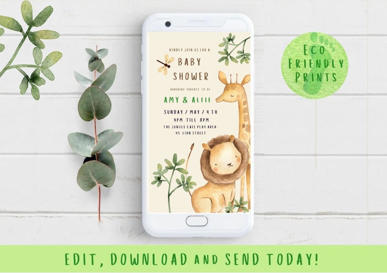 Safari Gender Reveal Invitation Jungle Gender Reveal Party Etsy