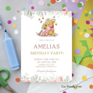 Winnie The Pooh Invitation, Winnie The Pooh Birthday Invitations, Classic Winnie The Pooh Invitations, Editable Template, FP