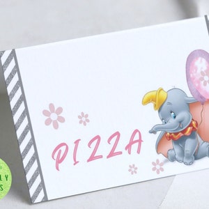 Editable Dumbo Food Tent Cards: Pink Birthday Party (Instant Download)