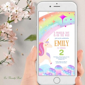 Rainbow Birthday Electronic Invitation, Colorful Rainbow Birthday Digital Invite, Rainbow 1st Birthday E-vite, Editable Template
