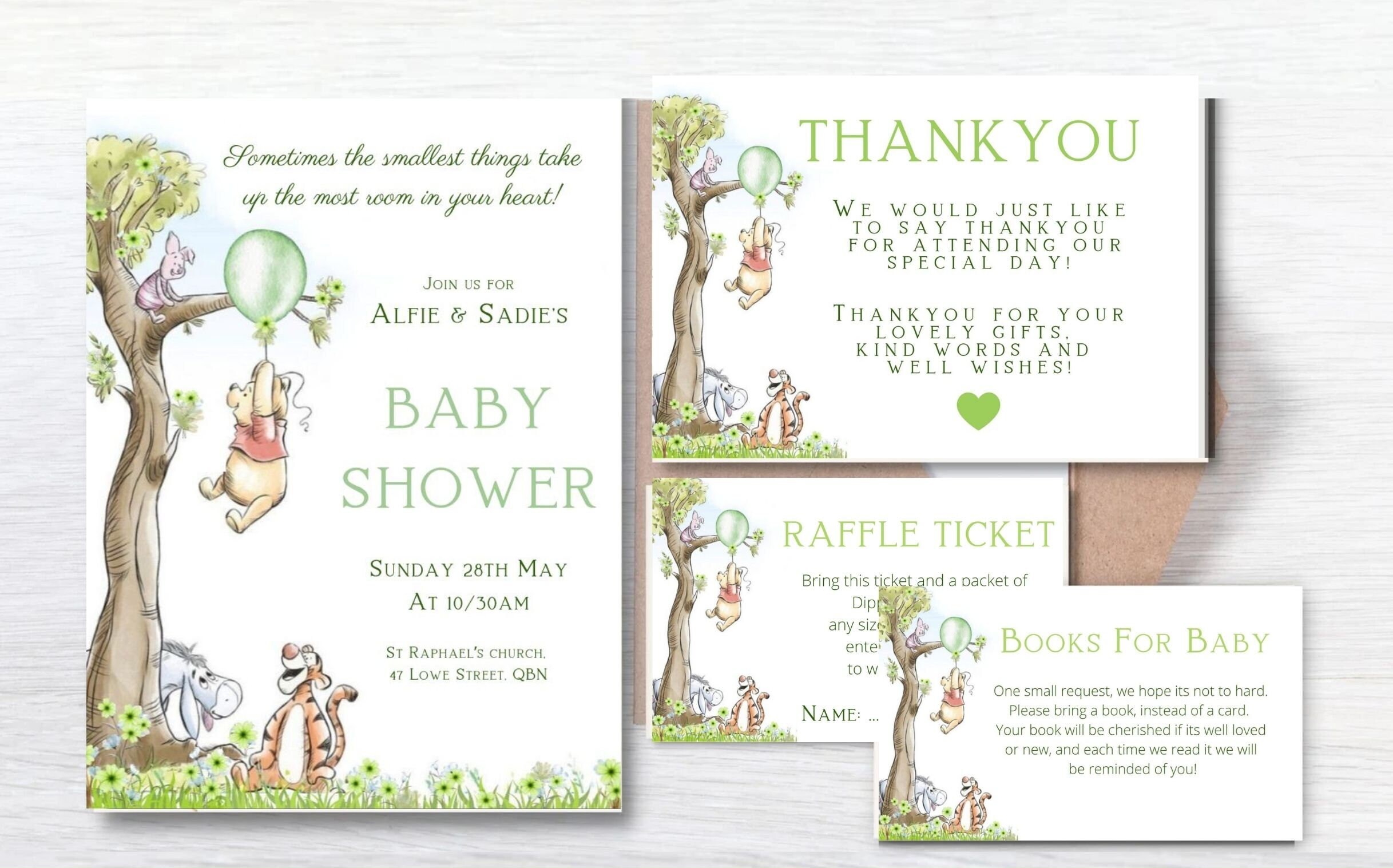 Editable Winnie the Pooh Baby Shower Evite Gender Neutral Etsy