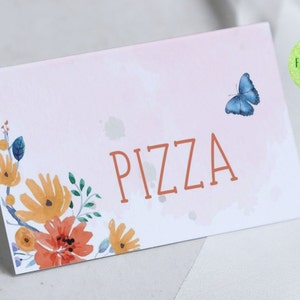 Editable Butterfly Food Labels Floral Butterfly Birthday Food Cards Tent Card Girl Pink Purple Buffet Label Tent Card Template Canva OF