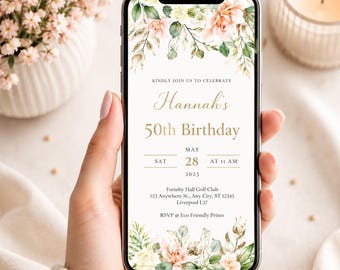 Modèle électronique d'invitation d'anniversaire : Floral Birthday Evite (téléchargement numérique) BF