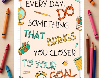 Printable Kids Positive Quote Posters, Rainbow Nursery Decor, Motivational Quote Print, Classroom Decor, Digital Download
