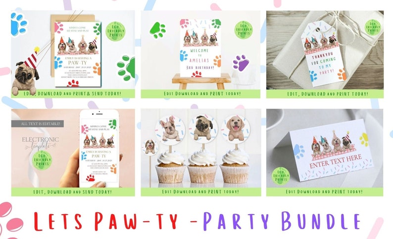 Editable Puppy Birthday Party Invitation Gender Neutral Puppy Party ...