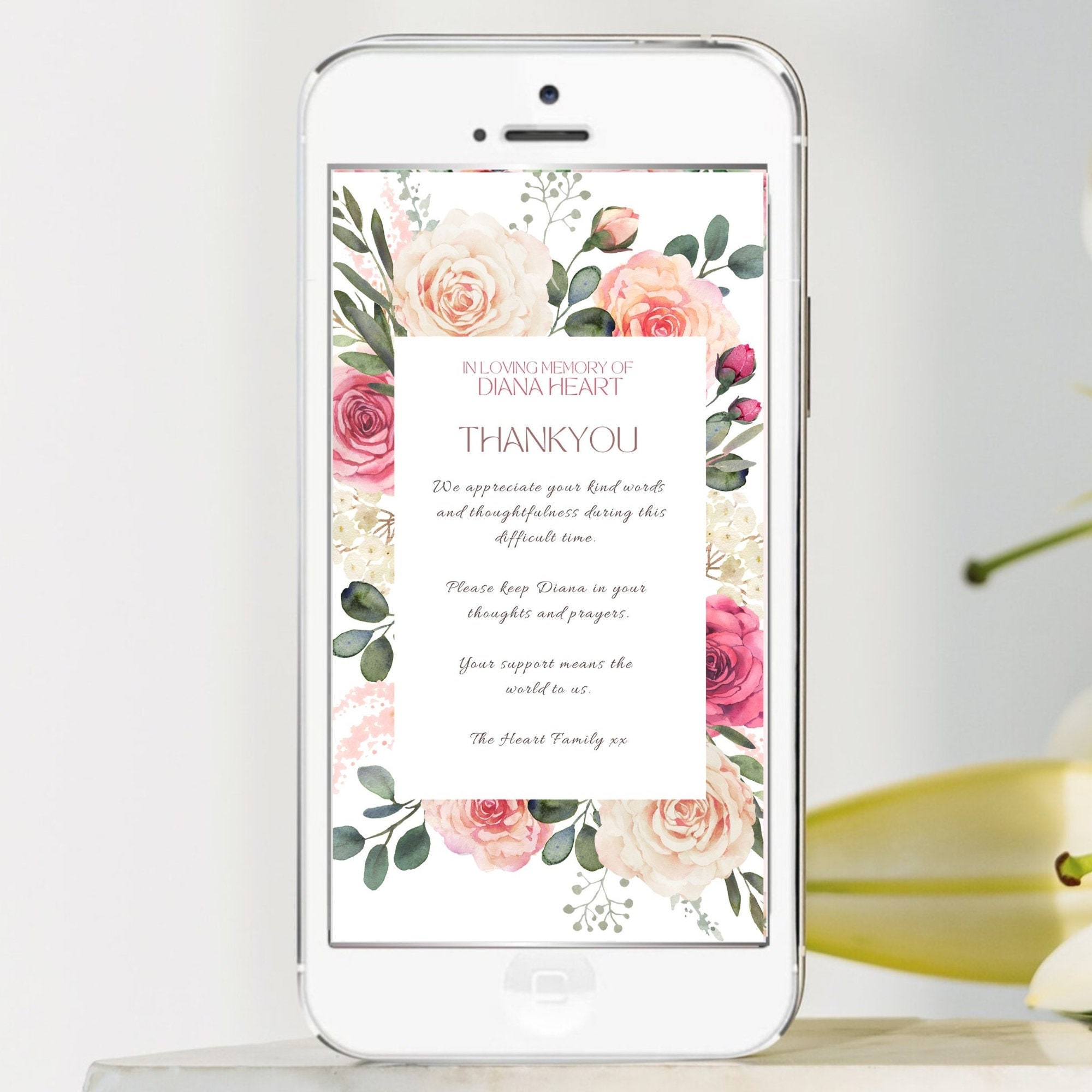 Digital Funeral Thank You Card Template – NZCA